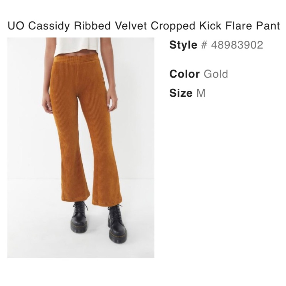 UO Cassidy Ribbed Velvet Kick Flare Pants
